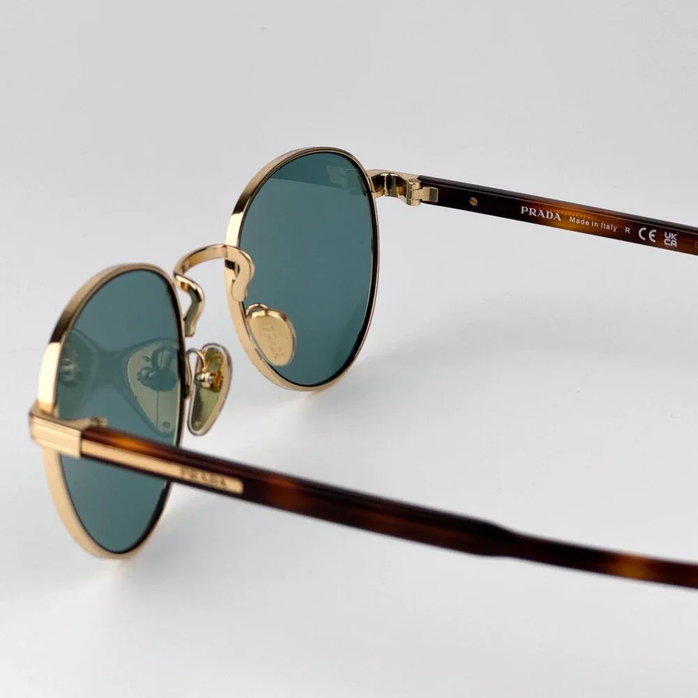 Prada PRB51S Sunglasses – Gold Round Frame Lago Lenses | Model 5AK40K